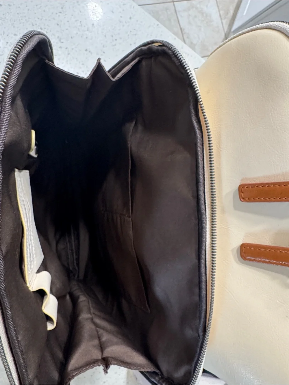 Cluci Ivory laptop backpack, travel backpack, Vegan Leather computer bag.